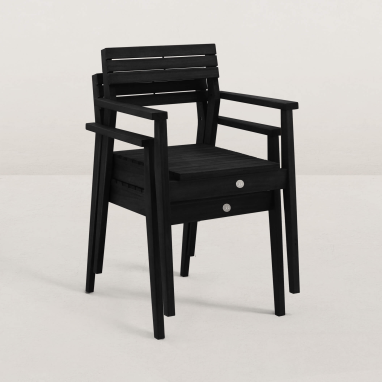 Chaise de jardin en bois avec accoudoirs Jules - Bois noir