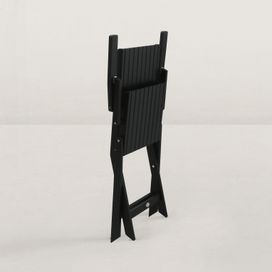 Lot de 2 chaises pliantes de jardin en bois avec accoudoirs June - Bois noir