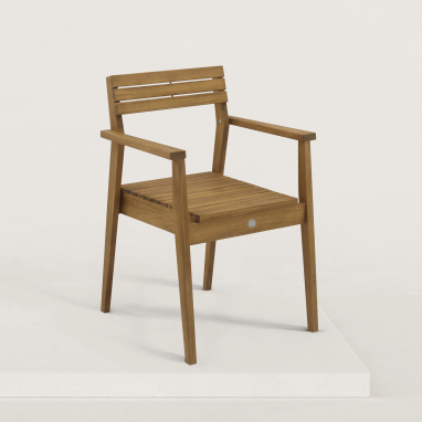 Chaise de jardin en bois avec accoudoirs Jules - Bois naturel clair