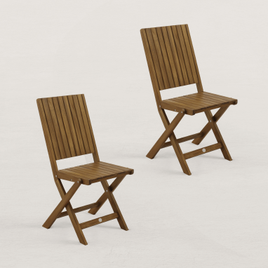 Lot de 2 chaises pliantes de jardin en bois June - Bois naturel clair