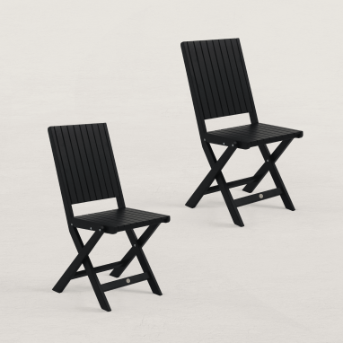 Lot de 2 chaises pliantes de jardin en bois June - Bois noir