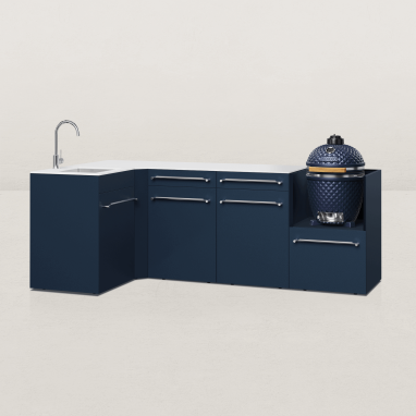 Cuisine d'extérieur Excellence en angle pour kamado avec évier - 128 x 248 cm