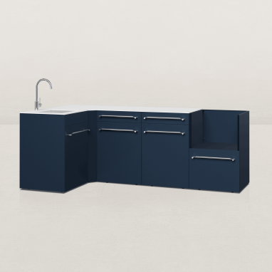 Cuisine d'extérieur Excellence en angle pour kamado avec évier - 128 x 248 cm