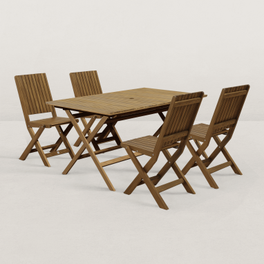 Table de jardin 150cm June + 4 chaises pliantes June