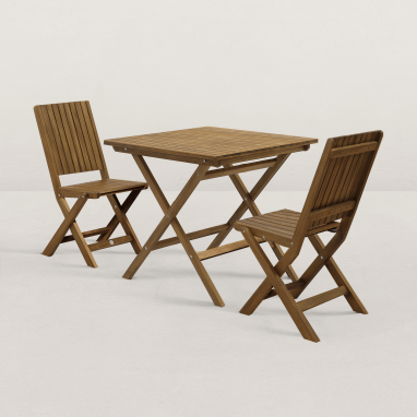 Table de jardin 80cm June + 2 chaises pliantes June