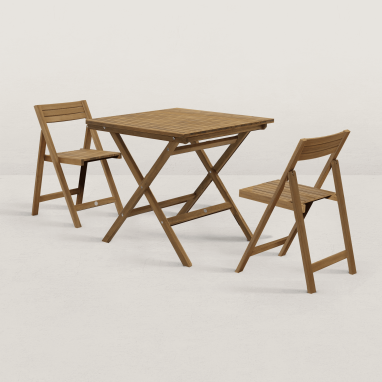 Table de jardin 80cm June + 2 chaises pliantes Julie