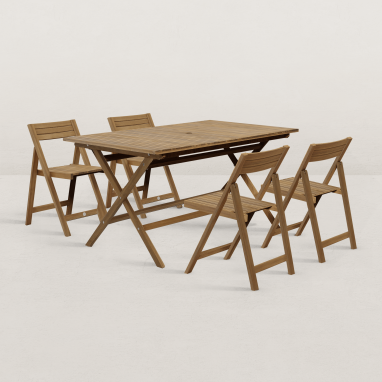 Table de jardin 150cm June + 4 chaises pliantes Julie