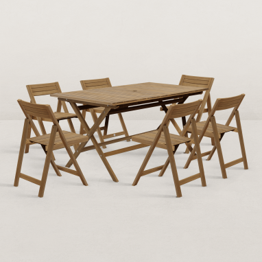 Table de jardin 150cm June + 6 chaises pliantes Julie