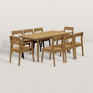 Table de jardin en Bois Jules 180-240 cm + 6 chaises Jules + 2 chaises Jules avec accoudoirs