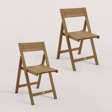 Lot de 2 chaises de jardin pliantes en bois Julie