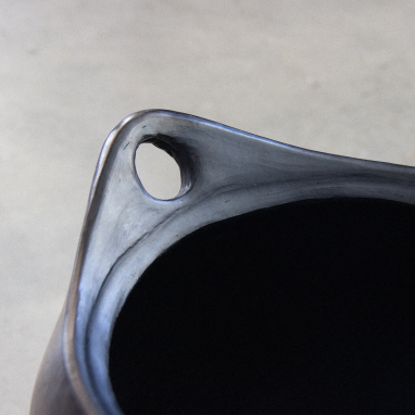 Cocotte haute ronde en céramique noire La Chamba Ø30 cm
