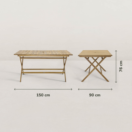 JJ. Table de jardin pliante en bois June 150 x 80 cm - 2 couleurs au choix