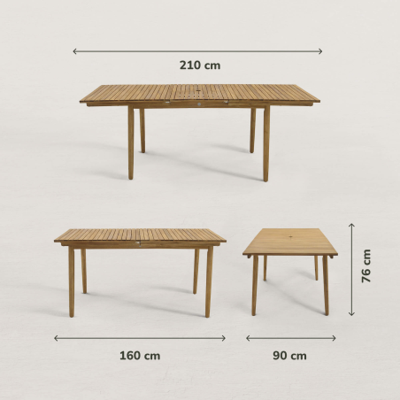 JJ. Table extensible de jardin en bois Jules 160-210 cm - 2 couleurs au choix