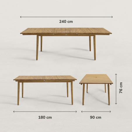 JJ. Table de jardin Extensible en Bois 180-240 cm Jules - 2 couleurs au choix