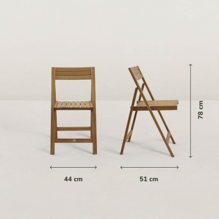 JJ. Chaise de jardin pliante en bois Julie - lot de 2