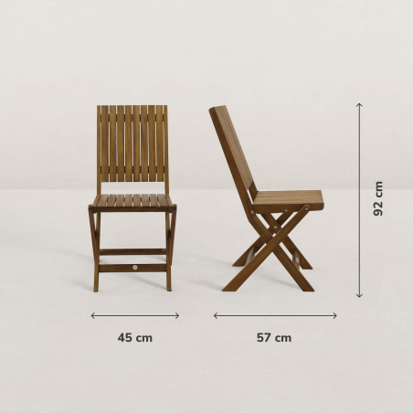 JJ. Chaise pliante de jardin en bois June - lot de 2
