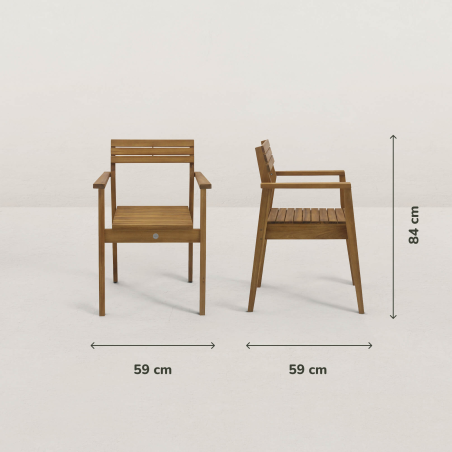 JJ. Chaise de jardin avec accoudoirs en bois Jules - 2 couleurs au choix