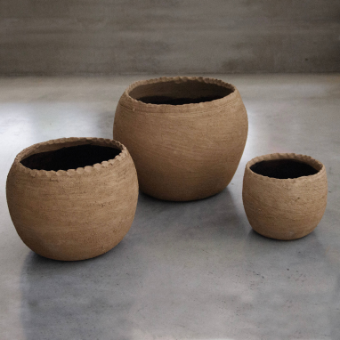 Cache-pot en céramique La Chamba M Ø28 cm - Terre naturelle