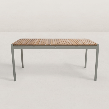 Table de jardin en aluminium et teck Jeanne - Gris argile