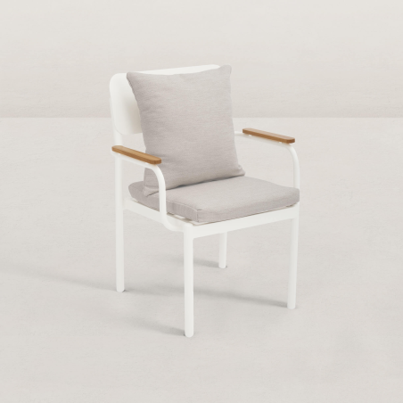 Lot de 6 fauteuils en aluminium Jeanne - Aluminium et teck - JJ.