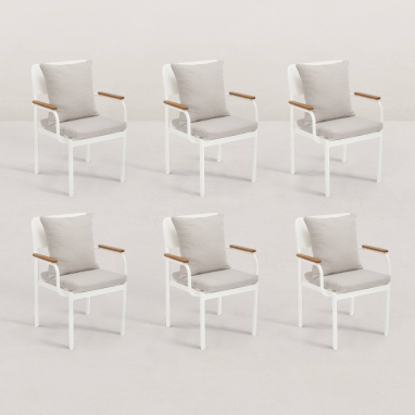 Lot de 6 chaises en aluminium Jeanne - Beige ivoire