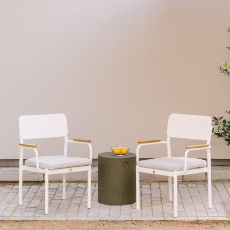 Lot de 6 fauteuils en aluminium Jeanne - Aluminium et teck - JJ.