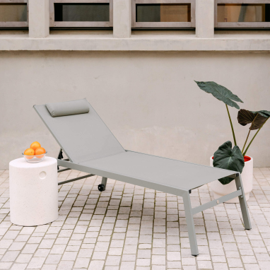 Transat de jardin en aluminium Jim - Gris argile