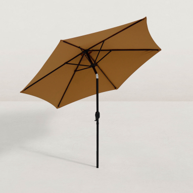 Parasol droit rond inclinable Juanito Ø270 cm - Brun terre de Sienne