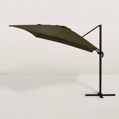 Parasol déporté carré Juan 300x400 cm - Vert olive