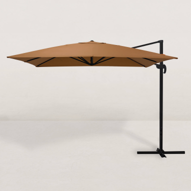 Parasol déporté carré Juan 300x400 cm - Brun terre de Sienne