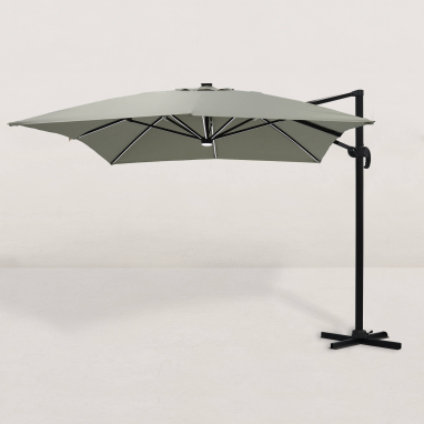 Parasol déporté carré Juan LED 300x400 cm - Gris argile