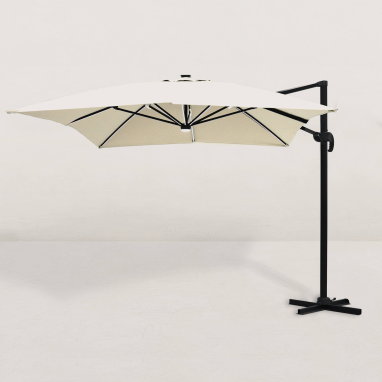 Parasol déporté carré Juan LED 300x400 cm - Beige ivoire