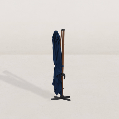 Parasol déporté carré effet bois 300x400 cm - Bleu marine