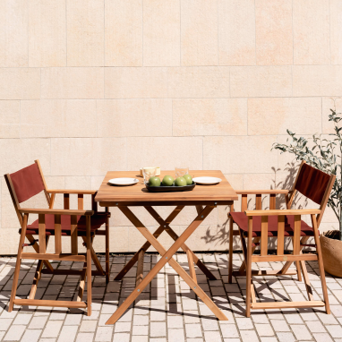 Fauteuil réalisateur en bois Joy - Lot de 2 - Rouge oxyde