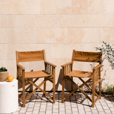 Fauteuil réalisateur en bois Joy - Lot de 2 - Brun terre de Sienne