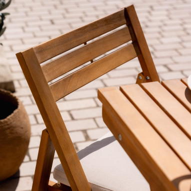 Lot de 2 chaises de jardin pliantes en bois Julie