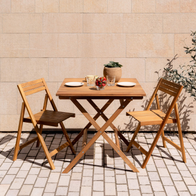 Lot de 2 chaises de jardin pliantes en bois Julie