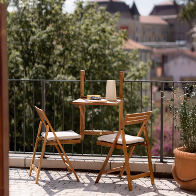Lot de 2 chaises de jardin pliantes en bois Julie