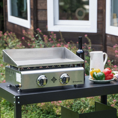 Pack Plancha gaz inox FLAMENCO 2 brûleurs + Couvercle + Accessoires